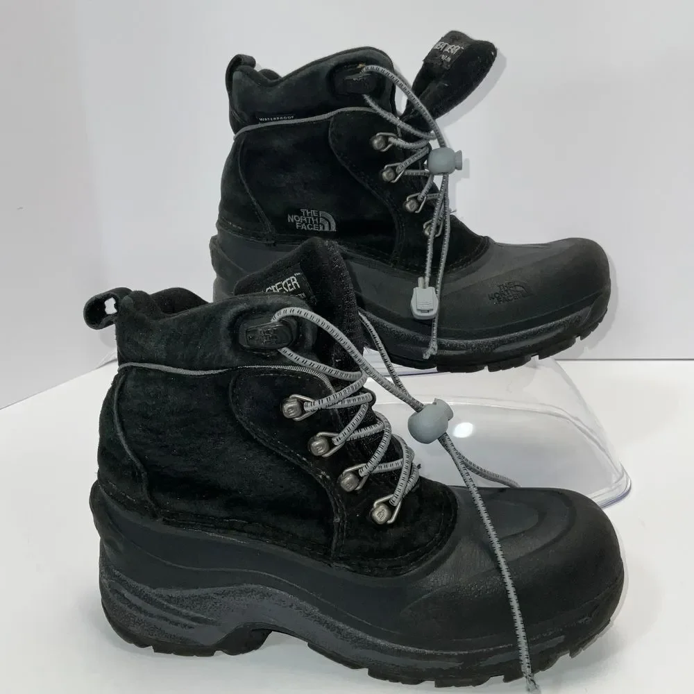 The North Face Kids Waterproof Winter Snow Boots Black Outdoor Hiking Shoes Sz 3